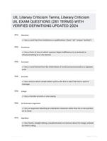 UIL Literary Criticism Terms, Literary Criticism UIL EXAM QUESTIONS (281 TERMS) WITH VERIFIED DEFINITIONS UPDATED 2024