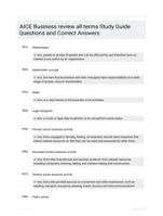 AICE Business review all terms Study Guide Questions and Correct Answers