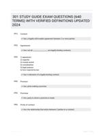 301 STUDY GUIDE EXAM QUESTIONS (640 TERMS) WITH VERIFIED DEFINITIONS UPDATED 2024