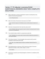 Series 17-70 Adjuster Licensing EXAM QUESTIONS &  ANSWERS 2024 100% COMPLETE  SOLUTIONS