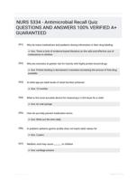 NURS 5334 - Antimicrobial Recall Quiz QUESTIONS AND ANSWERS 100% VERIFIED A+ GUARANTEED