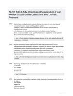 NURS 5334 Adv. Pharmacotherapeutics, Final Review Study Guide Questions and Correct Answers