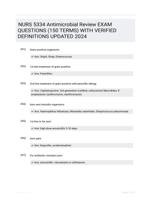 NURS 5334 Antimicrobial Review EXAM QUESTIONS (150 TERMS) WITH VERIFIED DEFINITIONS UPDATED 2024