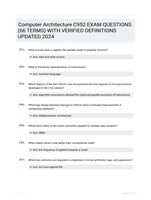 Computer Architecture C952 EXAM QUESTIONS (66 TERMS) WITH VERIFIED DEFINITIONS UPDATED 2024