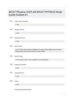 MCAT Physics, KAPLAN MCAT PHYSICS Study Guide Graded A+