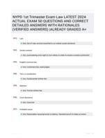 NYPD 1st Trimester Exam Law LATEST 2024 ACTUAL EXAM 50 QUESTIONS AND CORRECT DETAILED ANSWERS WITH RATIONALES (VERIFIED ANSWERS) |ALREADY GRADED A+