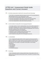 LETRS Unit 1 Assessment Study Guide Questions and Correct Answers