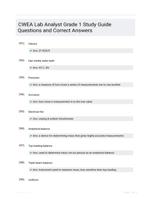 CWEA Lab Analyst Grade 1 Study Guide Questions and Correct Answers