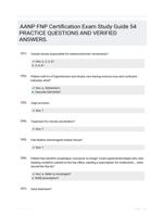 AANP FNP Certification Exam Study Guide 54 PRACTICE QUESTIONS AND VERIFIED ANSWERS.