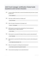 AAA Food manager certification Study Guide Questions and Correct Answers