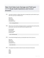 New York State Auto Damage and Theft quiz 17-71 Study Guide Questions and Correct Answers