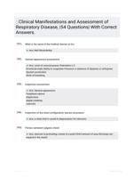 : Clinical Manifestations and Assessment of Respiratory Disease, |54 Questions| With Correct Answers.