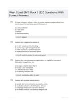 West Coast EMT Block 3 |220 Questions| With Correct Answers.