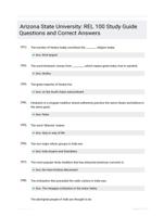 Arizona State University: REL 100 Study Guide Questions and Correct Answers