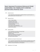 Basic Appraisal Procedures Mckissock EXAM QUESTIONS (149 TERMS) WITH VERIFIED DEFINITIONS UPDATED 2024