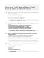 Community Health Nursing Chapter 1 Study Guide Questions and Correct Answers