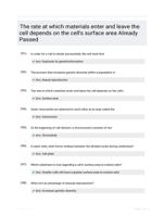 The rate at which materials enter and leave the cell depends on the cell's surface area Already Passed