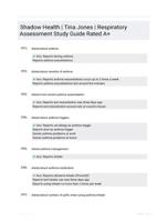 Shadow Health | Tina Jones | Respiratory Assessment Study Guide Graded A+