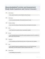 Musculoskeletal Function and Assessment Study Guide Questions and Correct Answers