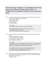 Pharmacology Chapter 52: Antidiabetics Nursing School Test Banks EXAM QUESTIONS (19 TERMS) WITH VERIFIED DEFINITIONS UPDATED 2024