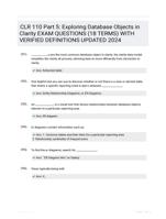 CLR 110 Part 5: Exploring Database Objects in Clarity EXAM QUESTIONS (18 TERMS) WITH VERIFIED DEFINITIONS UPDATED 2024