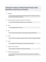 Champion School of Real Estate Study Guide Questions and Correct Answers