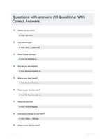 Questions with answers |19 Questions| With Correct Answers.