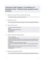 Hartman's CNA Chapter 2: Foundations of Resident's Care - Practice Exam questions and Answers