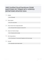 AWS Certified Cloud Practitioner EXAM QUESTIONS (93 TERMS) WITH VERIFIED DEFINITIONS UPDATED 2024