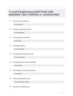 O Level Paraphrasing QUESTIONS AND ANSWERS 100% VERIFIED A+ GUARANTEED