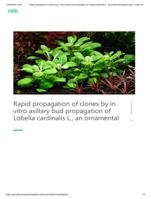 Rapid propagation of clones by in vitro axillary bud propagation of Lobelia cardinalis L., an ornamental aquatic plant