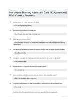 Hartman's Nursing Assistant Care |92 Questions| With Correct Answers.