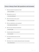 Civics Literacy Exam Set questions and answers