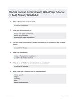 Florida Civics Literacy Exam 2024 Prep Tutorial (Q & A) Already Graded A+