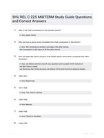 BYU REL C 225 MIDTERM Study Guide Questions and Correct Answers