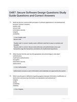 D487: Secure Software Design Questions Study Guide Questions and Correct Answers