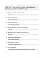 NSG 310 Fluid and Electrolytes Study Guide Questions and Correct Answers