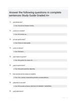 Answer the following questions in complete sentences Study Guide Graded A+