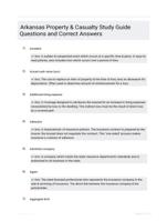 Arkansas Property & Casualty Study Guide Questions and Correct Answers