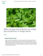 Effect of agricultural factors on indigo dye production in indigo plants