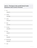 Unit 4 - The best in the world! Study Guide Questions and Correct Answers