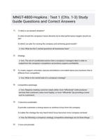 MNGT-4800-Hopkins : Test 1 (Ch's. 1-3) Study Guide Questions and Correct Answers