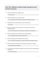 HCA 201 Midterm Study Guide Questions and Correct Answers