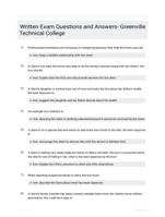 Written Exam Questions and Answers- Greenville Technical College