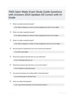 PADI Open Water Exam Study Guide Questions with Answers 2024 Updates All Correct with A+ Grade