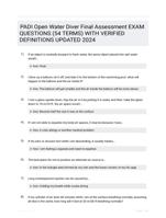 PADI Open Water Diver Final Assessment EXAM QUESTIONS (54 TERMS) WITH VERIFIED DEFINITIONS UPDATED 2024