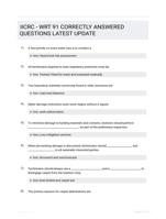 IICRC - WRT 91 CORRECTLY ANSWERED QUESTIONS LATEST UPDATE