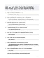 CPR and AED ISSA FINAL 15 CORRECTLY ANSWERED QUESTIONS LATEST UPDATE