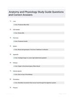 Anatomy and Physiology Study Guide Questions and Correct Answers