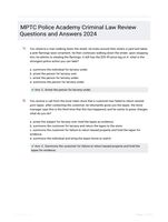 MPTC Police Academy Criminal Law Review Questions and Answers 2024